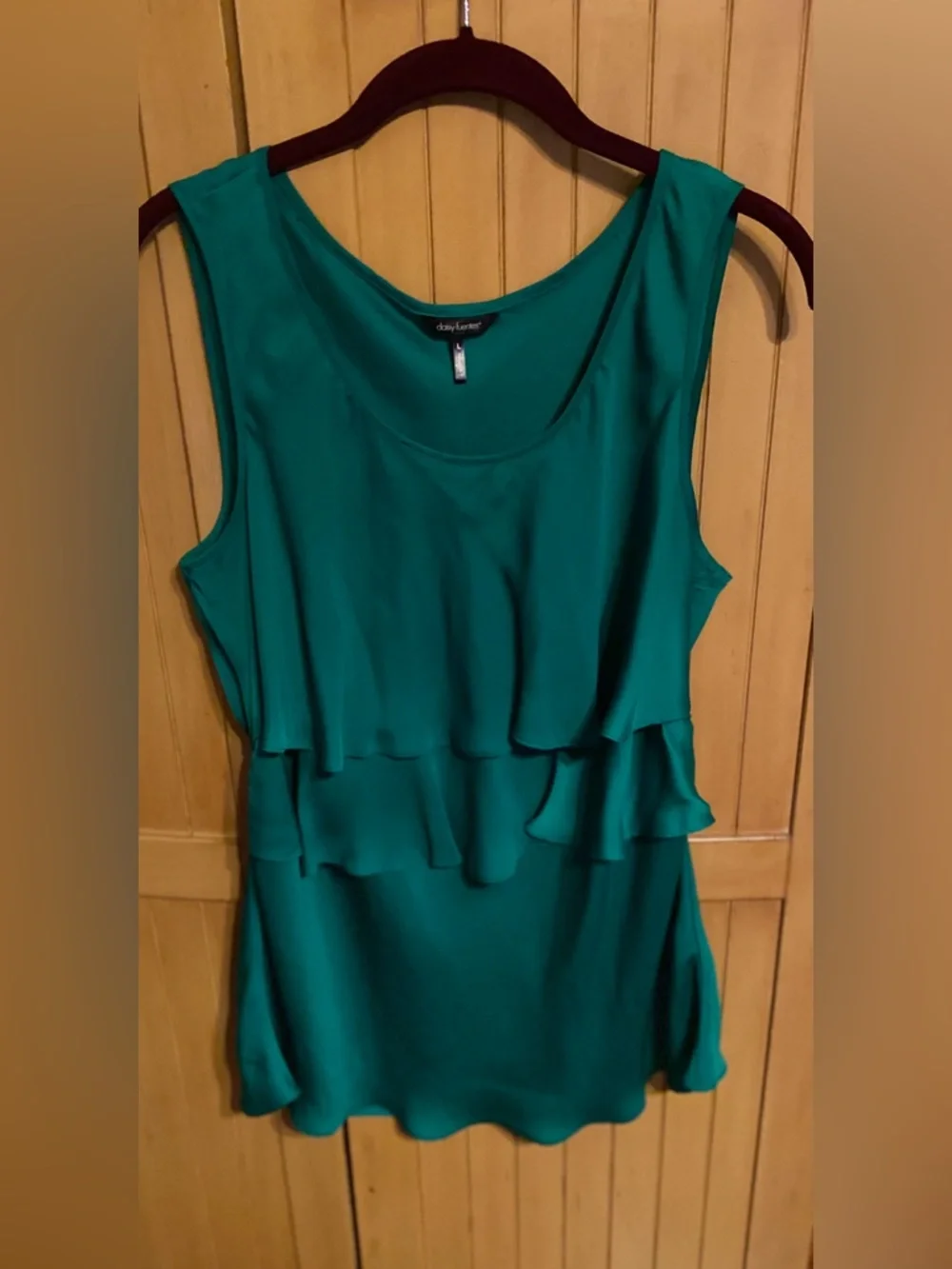 Daisy Fuentes Teal Layered Ruffle Top / large - Picture 3 of 6